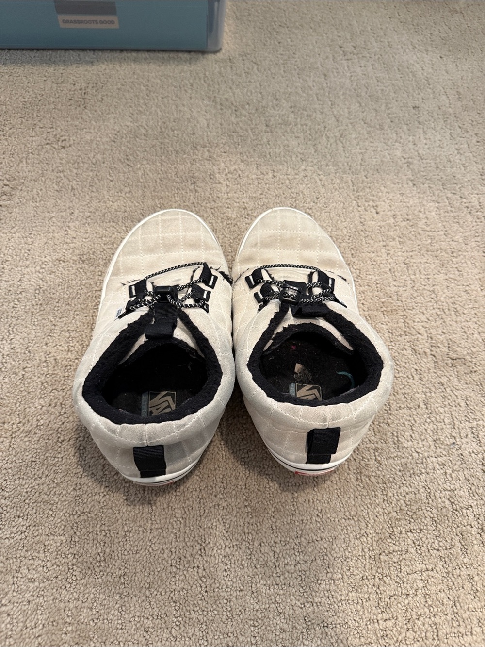 Vans Quilted Cream High-Top Sneakers/slippers with Black Accents
